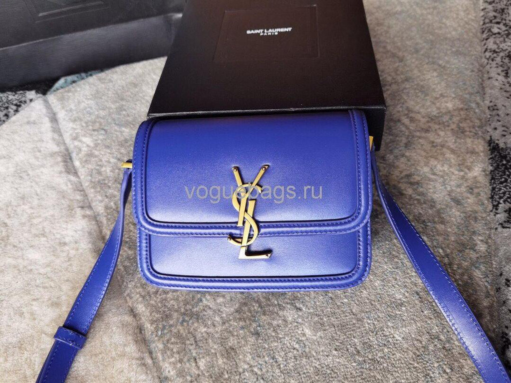 YSL 634306 Yves Saint Laurent Solferino Box small Shoulder Handbag Blue - luxibagsmall