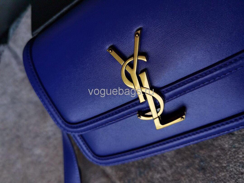 YSL 634306 Yves Saint Laurent Solferino Box small Shoulder Handbag Blue - luxibagsmall