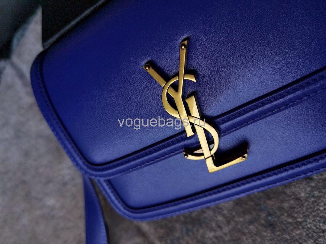 YSL 634306 Yves Saint Laurent Solferino Box small Shoulder Handbag Blue - luxibagsmall
