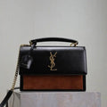 YSL 634723 SUNSET TOP HANDLE IN SMOOTH LEATHER AND Suede brown