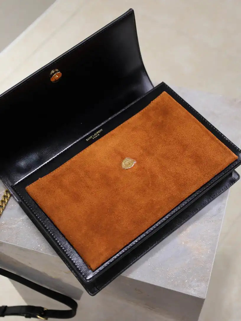 YSL 634723 SUNSET TOP HANDLE IN SMOOTH LEATHER AND Suede brown