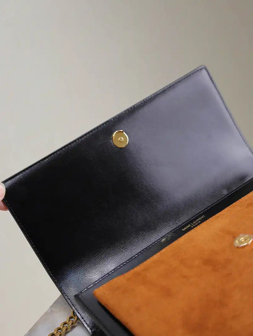 YSL 634723 SUNSET TOP HANDLE IN SMOOTH LEATHER AND Suede brown