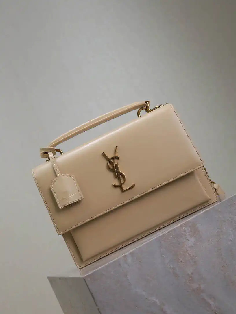 YSL 634723 SUNSET TOP HANDLE IN SMOOTH LEATHER Apricot