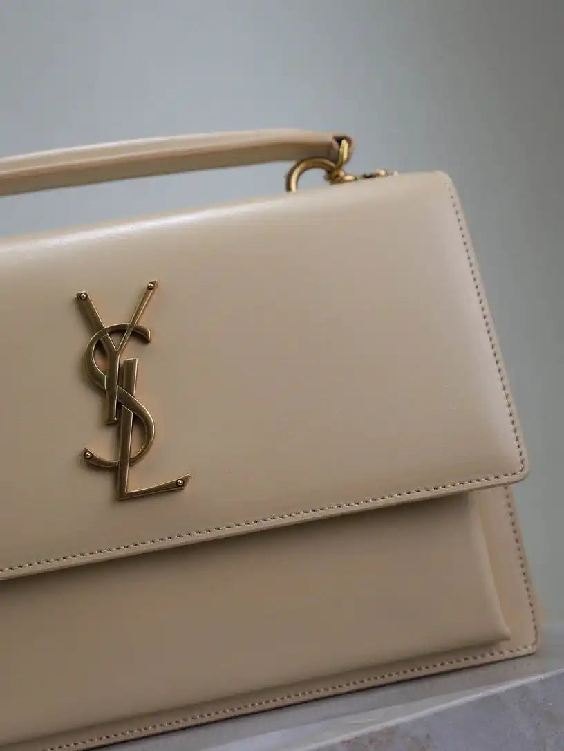 YSL 634723 SUNSET TOP HANDLE IN SMOOTH LEATHER Apricot