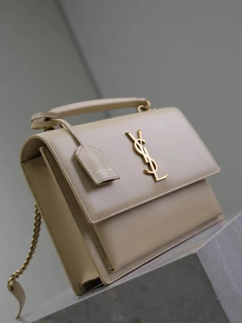 YSL 634723 SUNSET TOP HANDLE IN SMOOTH LEATHER Apricot