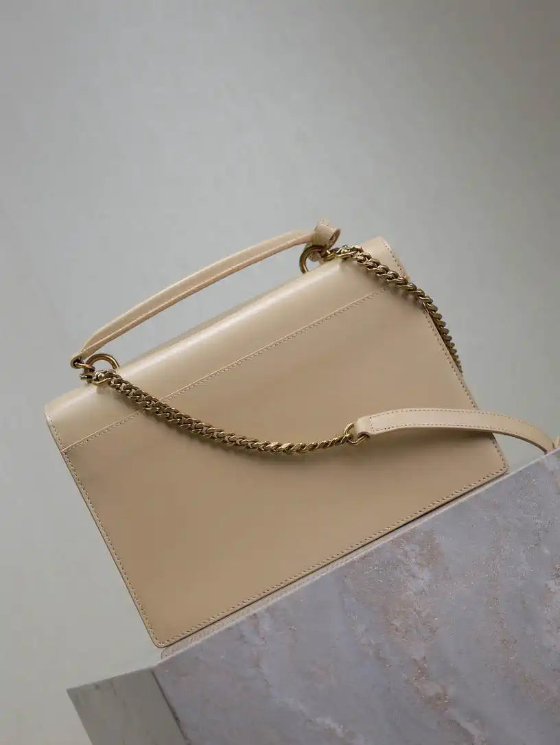 YSL 634723 SUNSET TOP HANDLE IN SMOOTH LEATHER Apricot
