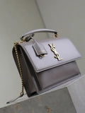 YSL 634723 SUNSET TOP HANDLE IN SMOOTH LEATHER Gray