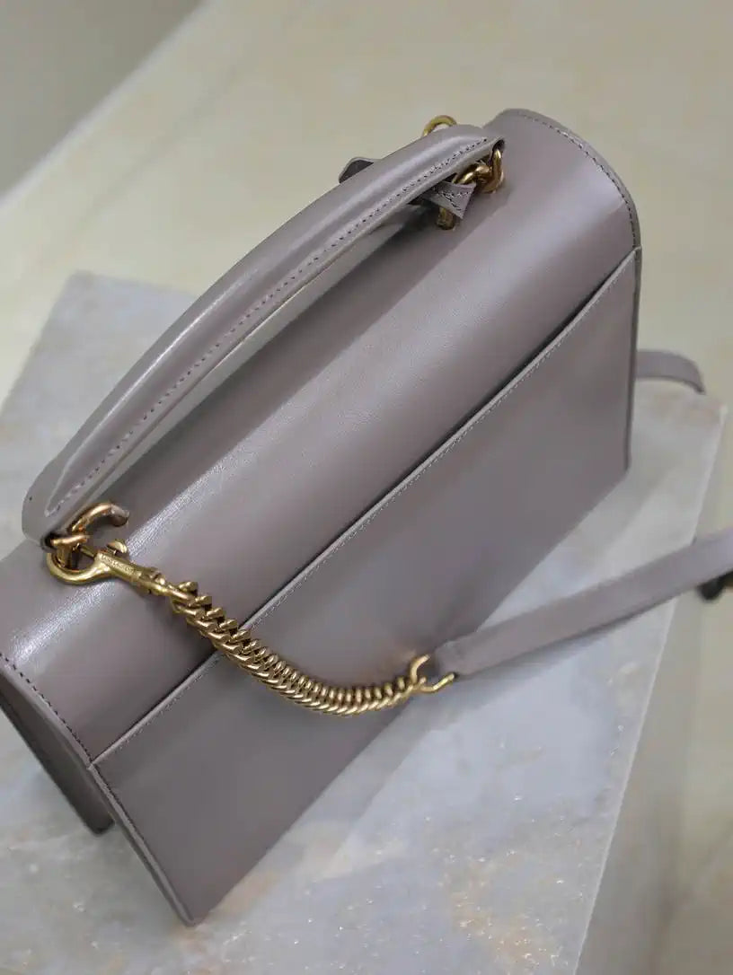 YSL 634723 SUNSET TOP HANDLE IN SMOOTH LEATHER Gray