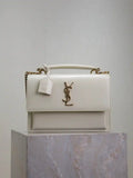 YSL 634723 SUNSET TOP HANDLE IN SMOOTH LEATHER White