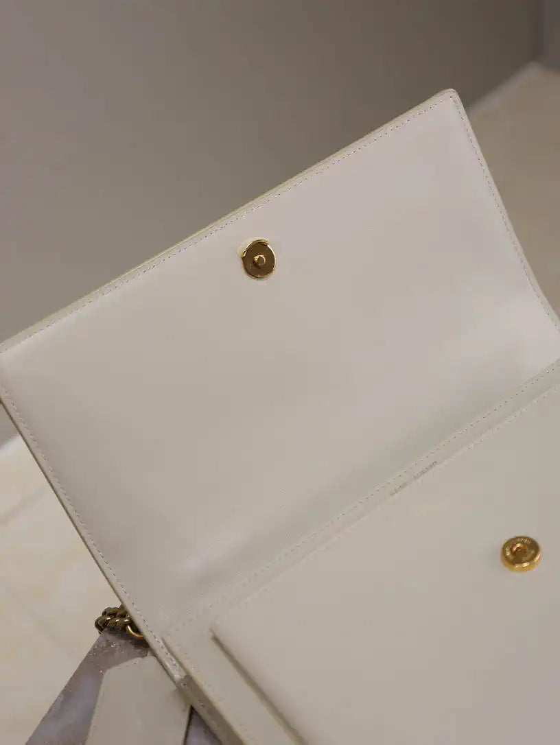 YSL 634723 SUNSET TOP HANDLE IN SMOOTH LEATHER White