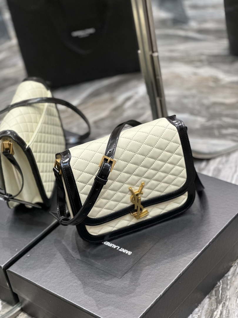 YSL 635025 Saint Laurent Solferino Medium Soft Satchel In Lambsikn Leather Beige - Default Title - View 1