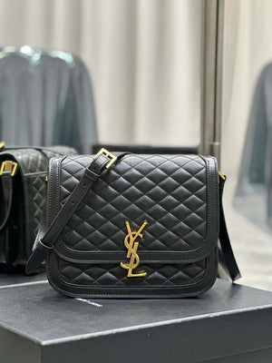 YSL 635025 Saint Laurent Solferino Medium Soft Satchel In Lambsikn Leather Black - Default Title - View 1