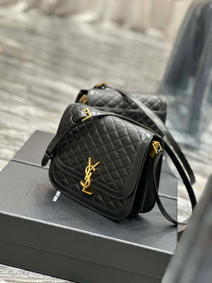 YSL 635025 Saint Laurent Solferino Medium Soft Satchel In Lambsikn Leather Black - Default Title - View 3