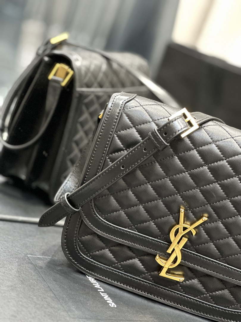 YSL 635025 Saint Laurent Solferino Medium Soft Satchel In Lambsikn Leather Black - Default Title - View 4