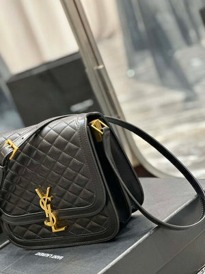 YSL 635025 Saint Laurent Solferino Medium Soft Satchel In Lambsikn Leather Black - Default Title - View 5