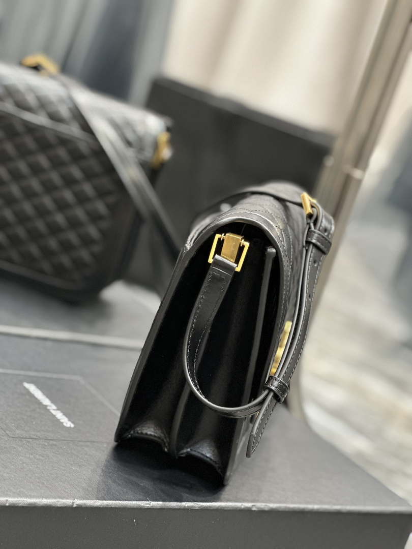 YSL 635025 Saint Laurent Solferino Medium Soft Satchel In Lambsikn Leather Black - Default Title - View 6