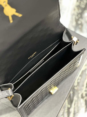 YSL 635025 Saint Laurent Solferino Medium Soft Satchel In Lambsikn Leather Black - Default Title - View 9