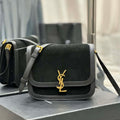 YSL 635025 Saint Laurent Solferino Medium Soft Satchel In Suede And Smooth Leather  Black - Default Title - View 1