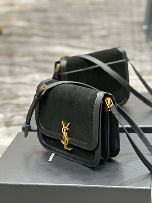YSL 635025 Saint Laurent Solferino Medium Soft Satchel In Suede And Smooth Leather  Black - Default Title - View 4