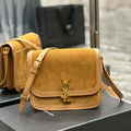 YSL 635025 Saint Laurent Solferino Medium Soft Satchel In Suede And Smooth Leather Brown - Default Title - View 1