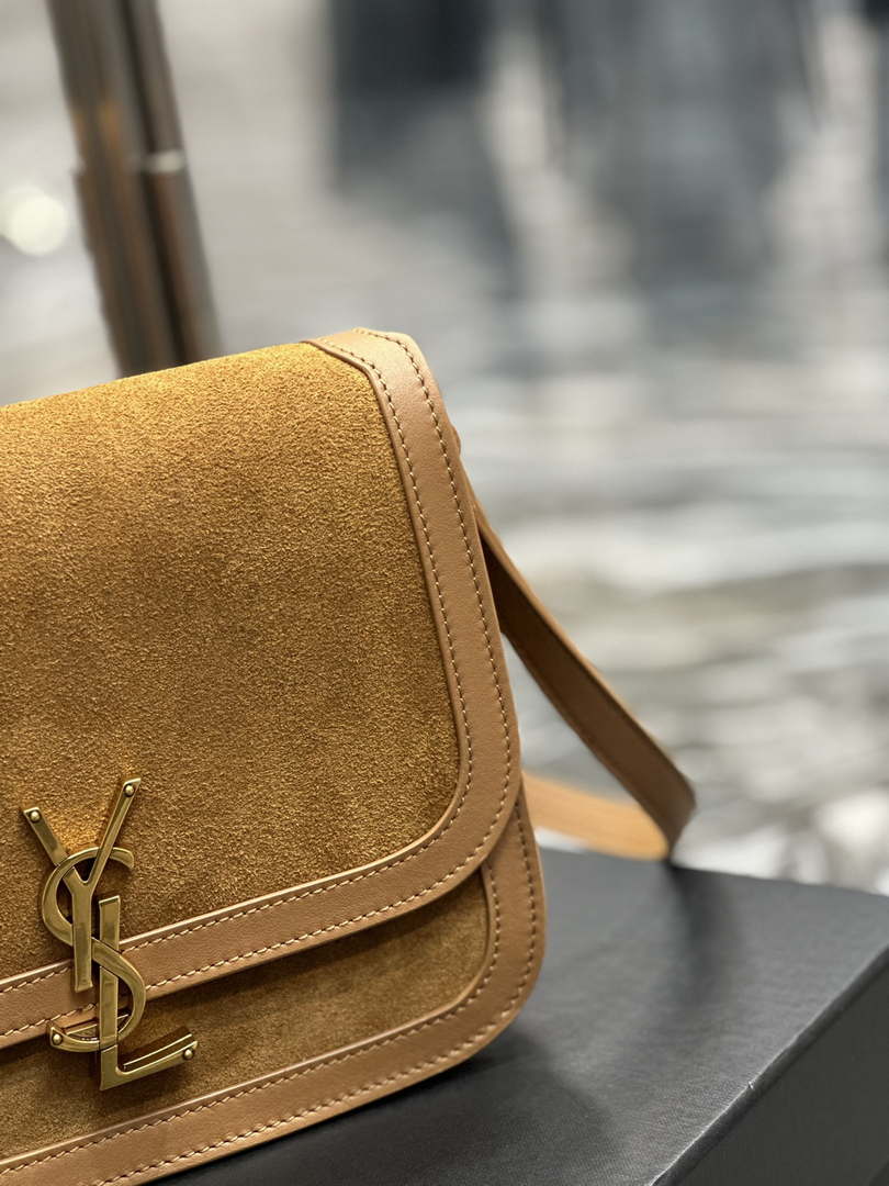YSL 635025 Saint Laurent Solferino Medium Soft Satchel In Suede And Smooth Leather Brown