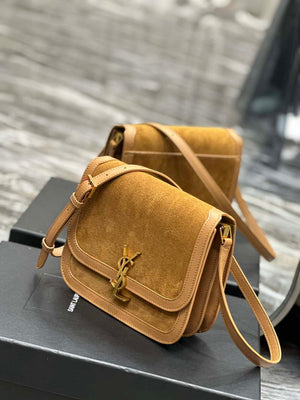 YSL 635025 Saint Laurent Solferino Medium Soft Satchel In Suede And Smooth Leather Brown - Default Title - View 5
