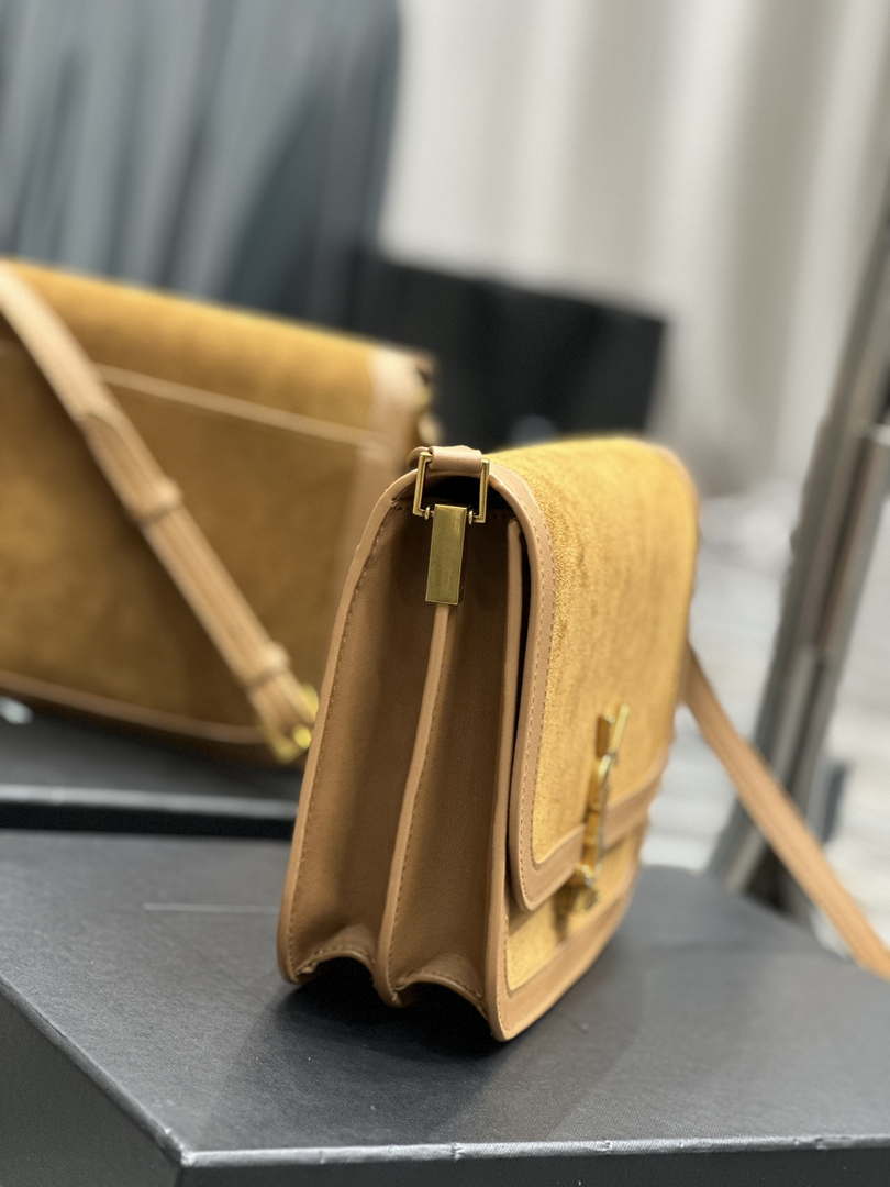 YSL 635025 Saint Laurent Solferino Medium Soft Satchel In Suede And Smooth Leather Brown