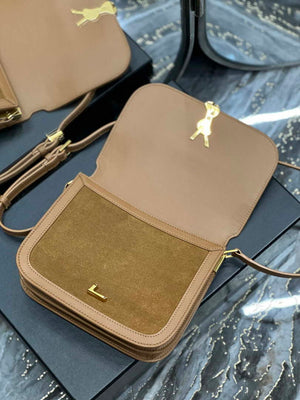 YSL 635025 Saint Laurent Solferino Medium Soft Satchel In Suede And Smooth Leather Brown - Default Title - View 8