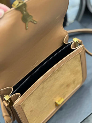 YSL 635025 Saint Laurent Solferino Medium Soft Satchel In Suede And Smooth Leather Brown - Default Title - View 9