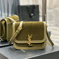 YSL 635025 Saint Laurent Solferino Medium Soft Satchel In Suede And Smooth Leather Green - Default Title - View 1