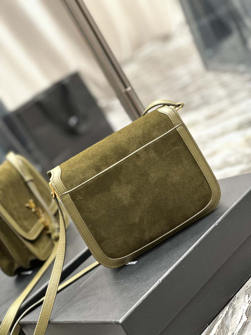 YSL 635025 Saint Laurent Solferino Medium Soft Satchel In Suede And Smooth Leather Green - Default Title - View 6