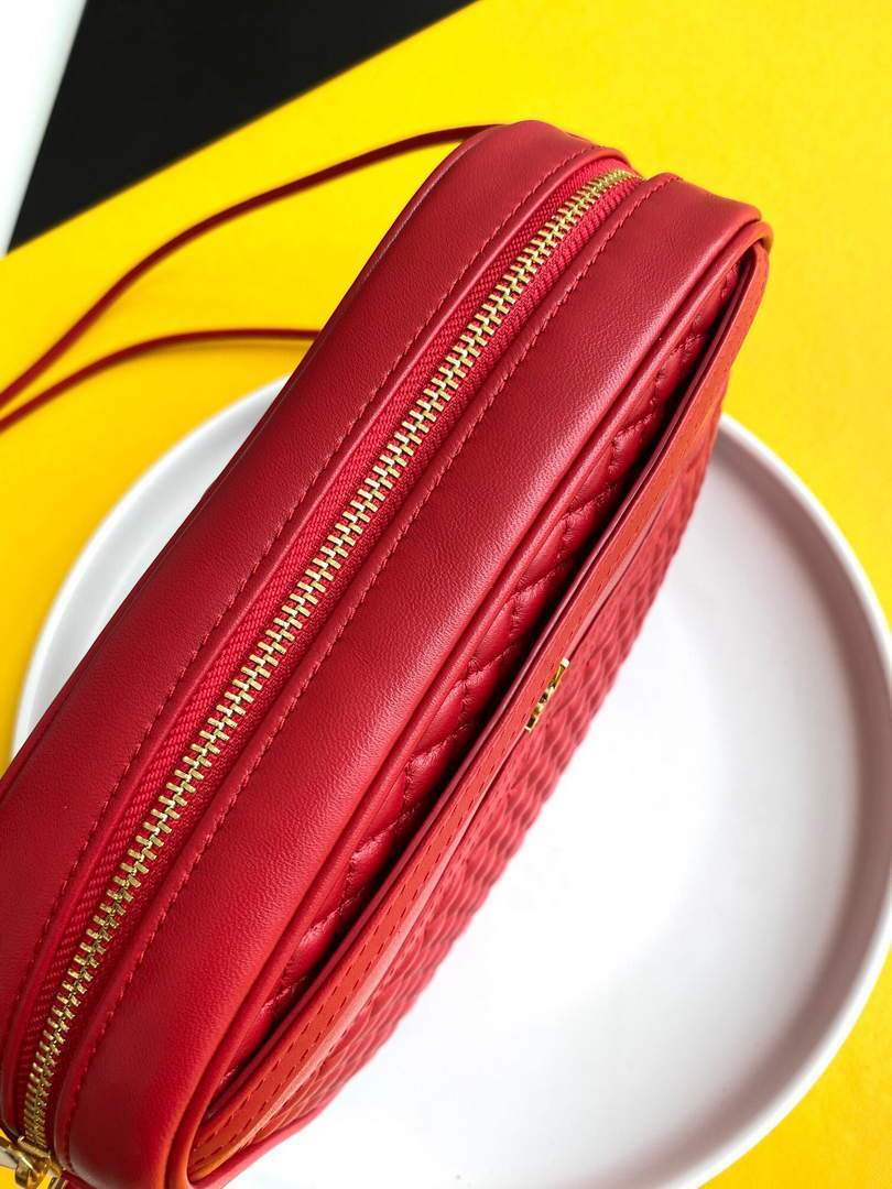 YSL 648990 Victoire Camera Bag In Quilted Lambskin Red
