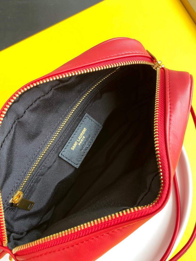 YSL 648990 Victoire Camera Bag In Quilted Lambskin Red