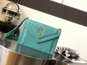 YSL 668863 Gaby Satchel In Quilted Lambskin SEA turquoise - Default Title - View 1