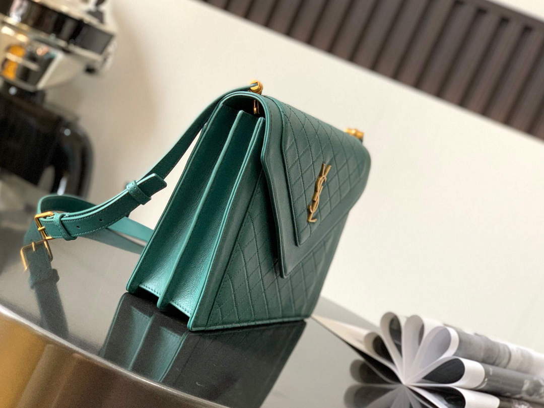 YSL 668863 Gaby Satchel In Quilted Lambskin SEA turquoise - Default Title - View 2