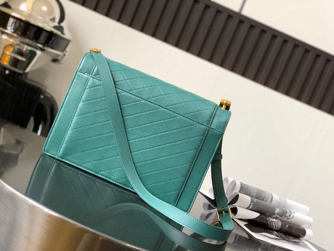 YSL 668863 Gaby Satchel In Quilted Lambskin SEA turquoise - Default Title - View 3