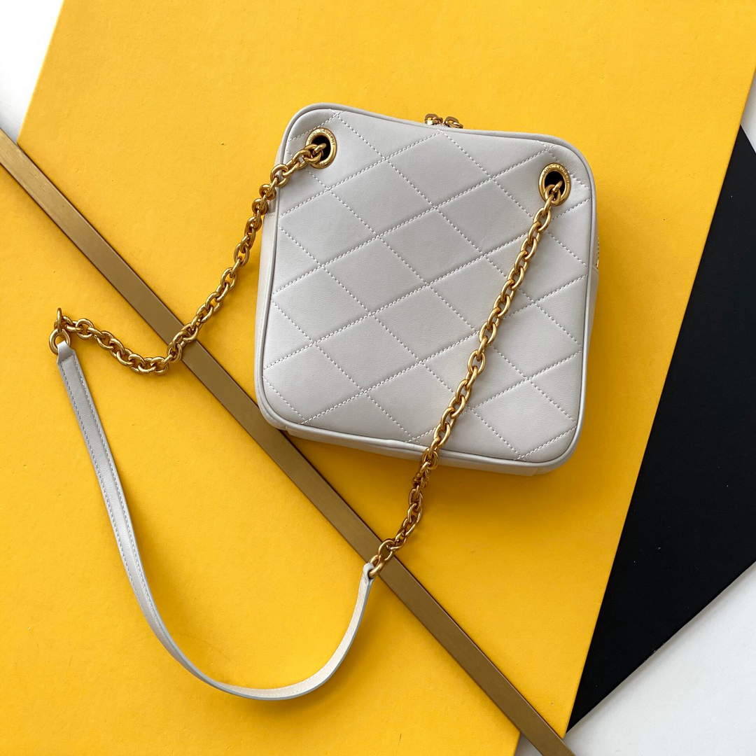 YSL 669308 Le Maillon Small Chain Bag In Quilted Lambskin White - Default Title - View 2