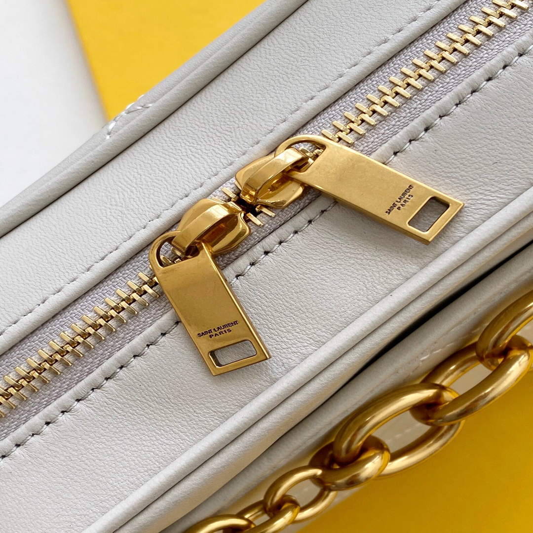 YSL 669308 Le Maillon Small Chain Bag In Quilted Lambskin White