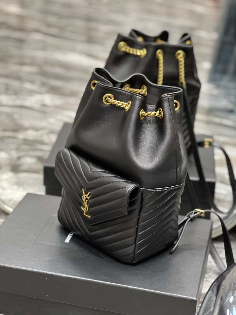 YSL 672609 Joe Backpack In Lambskin Black