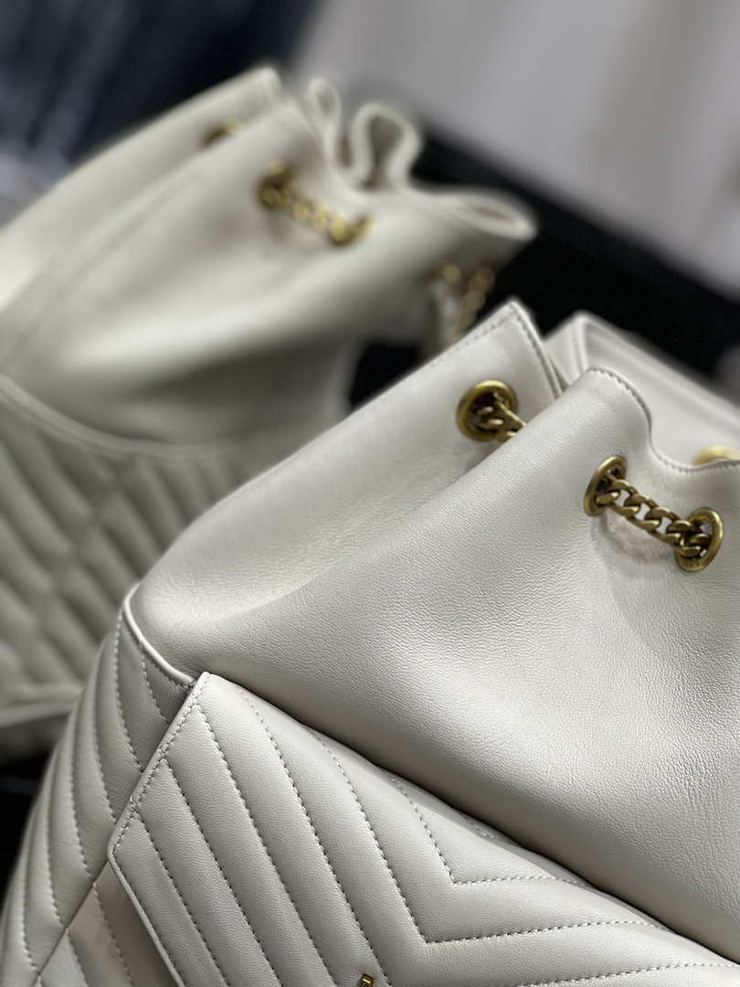 YSL 672609 Joe Backpack In Lambskin White