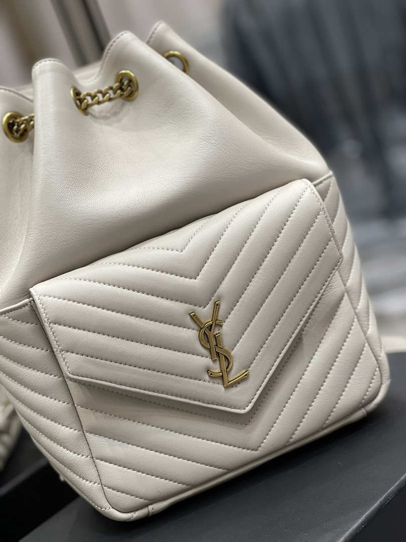 YSL 672609 Joe Backpack In Lambskin White