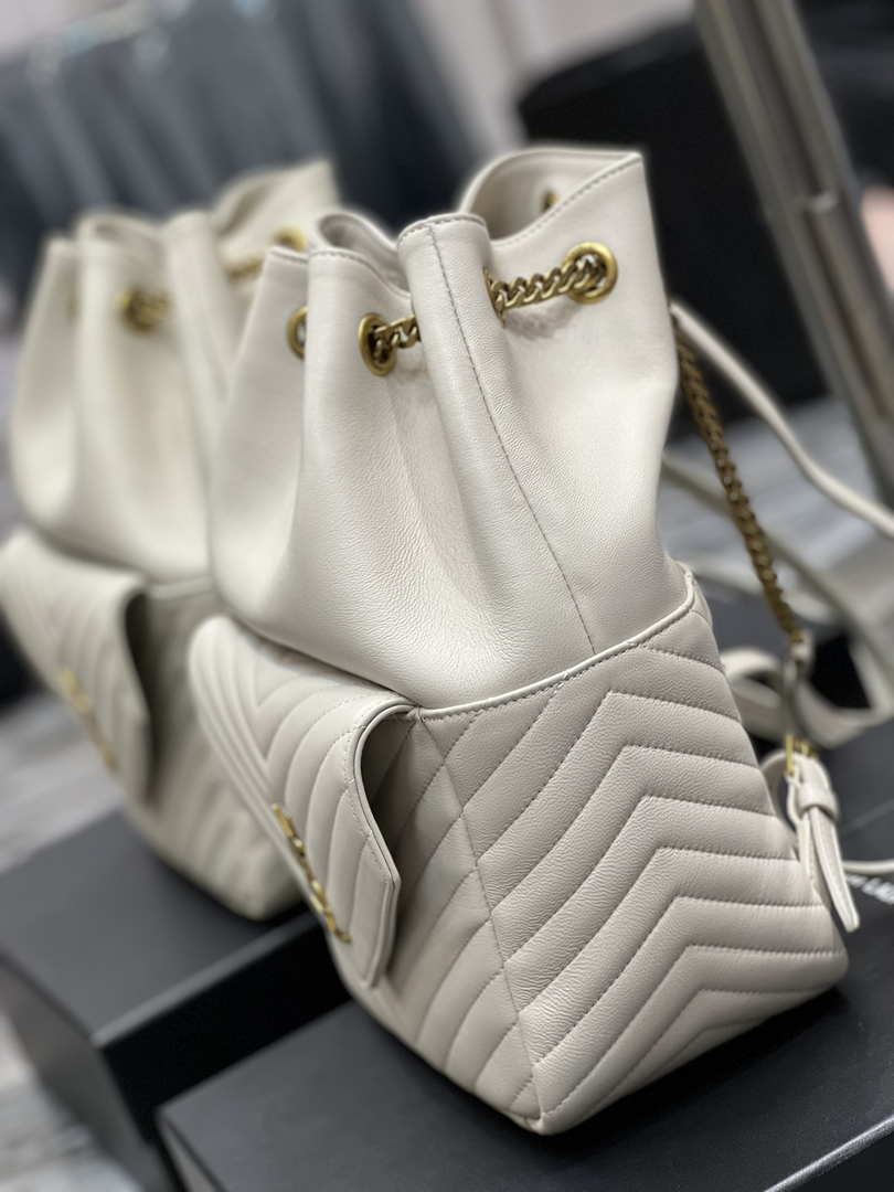 YSL 672609 Joe Backpack In Lambskin White