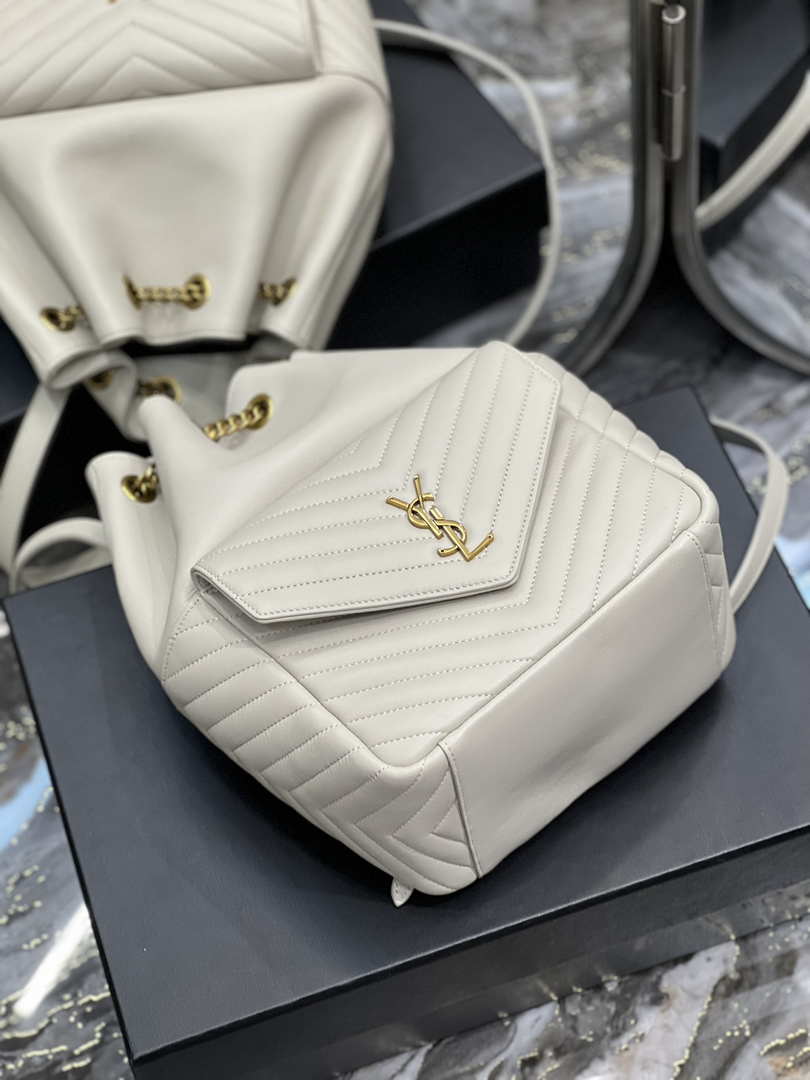YSL 672609 Joe Backpack In Lambskin White