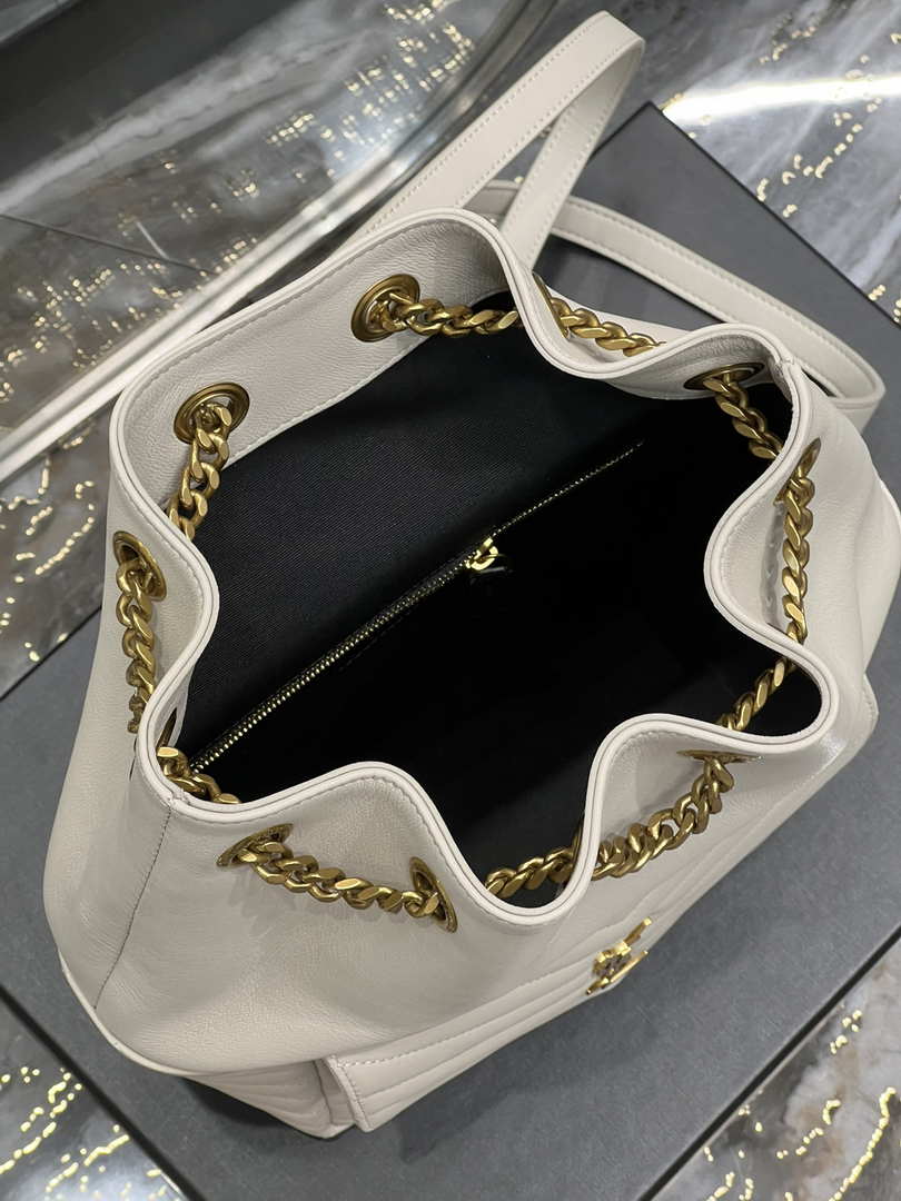 YSL 672609 Joe Backpack In Lambskin White