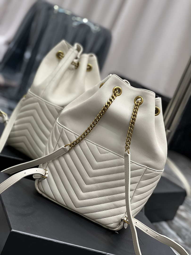 YSL 672609 Joe Backpack In Lambskin White