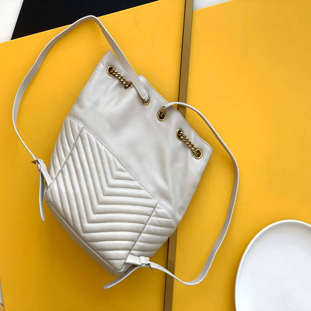 YSL 672609 Joe Backpack In Lam¨¦ Leather White