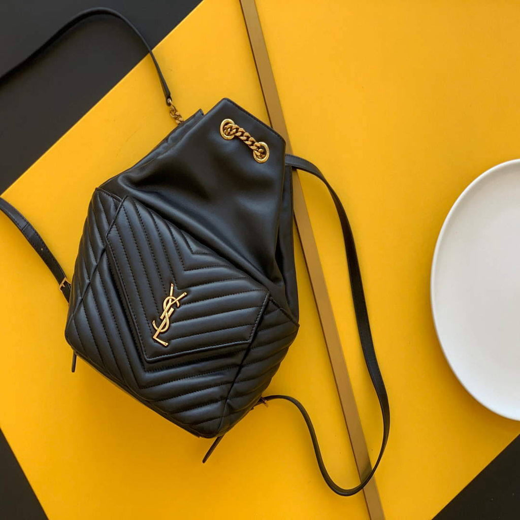 YSL 672609 Joe Backpack In Lam¨¦ Leather Black