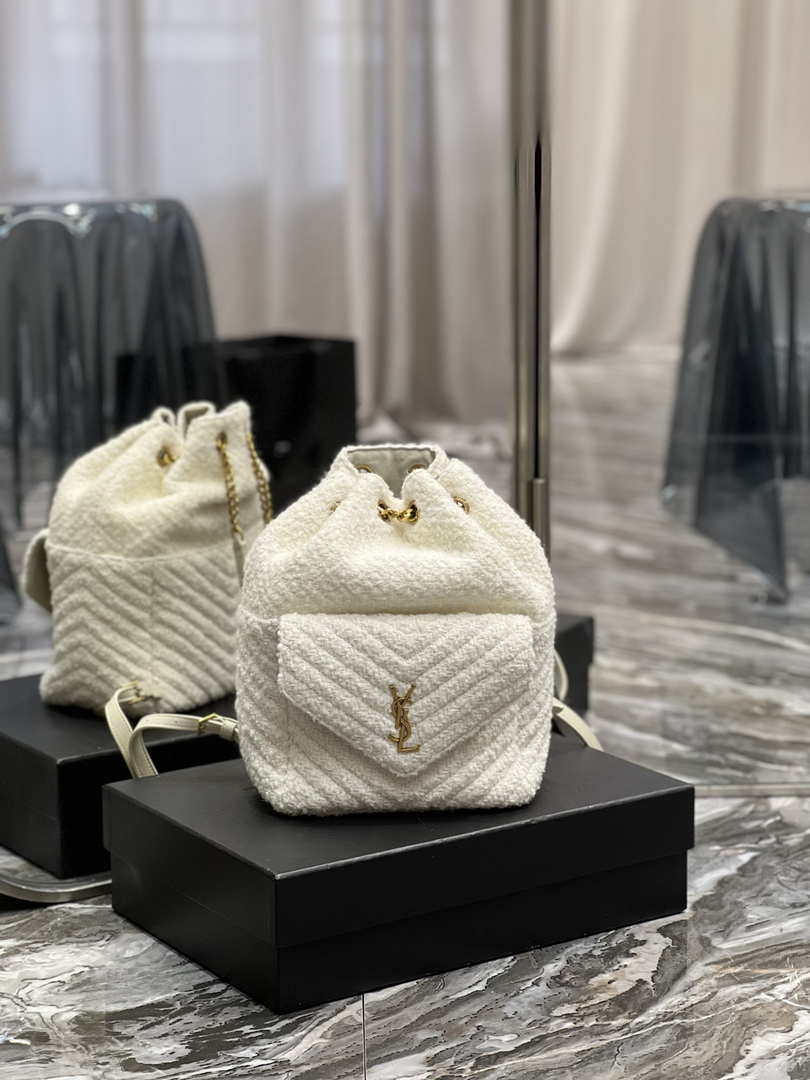 YSL 672609 Joe Backpack In Woolen White - Default Title - View 1