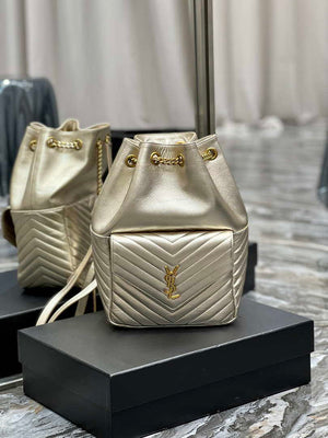 YSL 672609 Yves Saint Laurent Joe Backpack In Lambskin Gold - Default Title - View 1