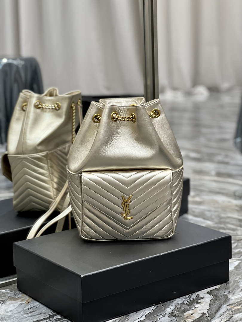YSL 672609 Yves Saint Laurent Joe Backpack In Lambskin Gold - Default Title - View 1